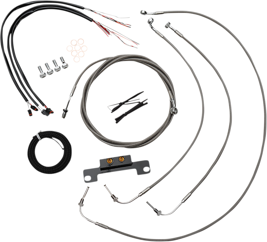 0662-0894 - LA CHOPPERS Handlebar Cable/Brake Line Kit - Complete - Stock Ape Hanger Handlebars - Stainless LA-8056KT2-08