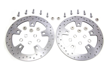 23-0900 - 11.8  Drilled Front Brake Disc Set Stainless Steel