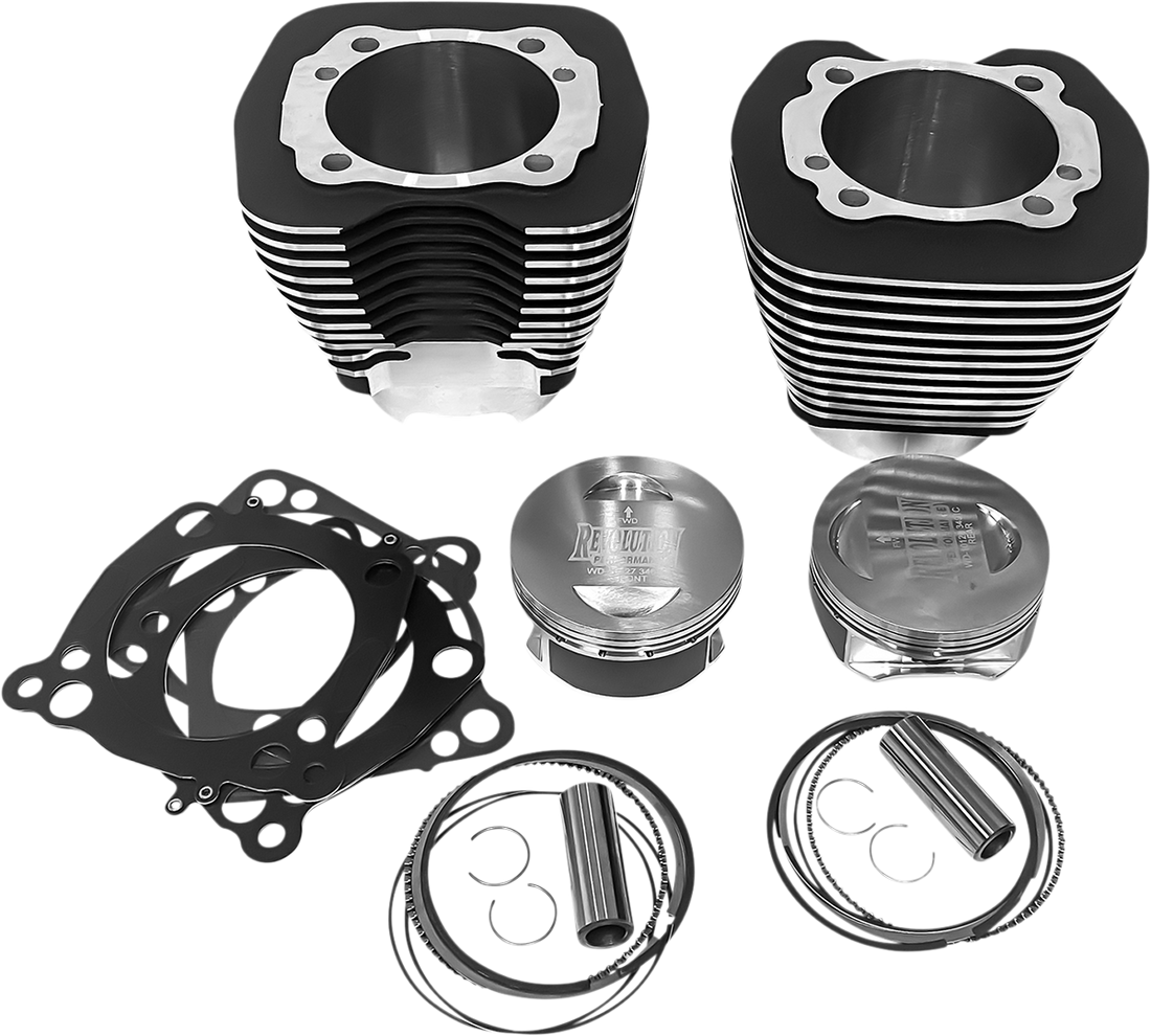 0931-1046 - REVOLUTION PERFORMANCE, LLC Cylinder Kit - 124" - Black with Highlighted Fins - Twin Cam RP201-126W