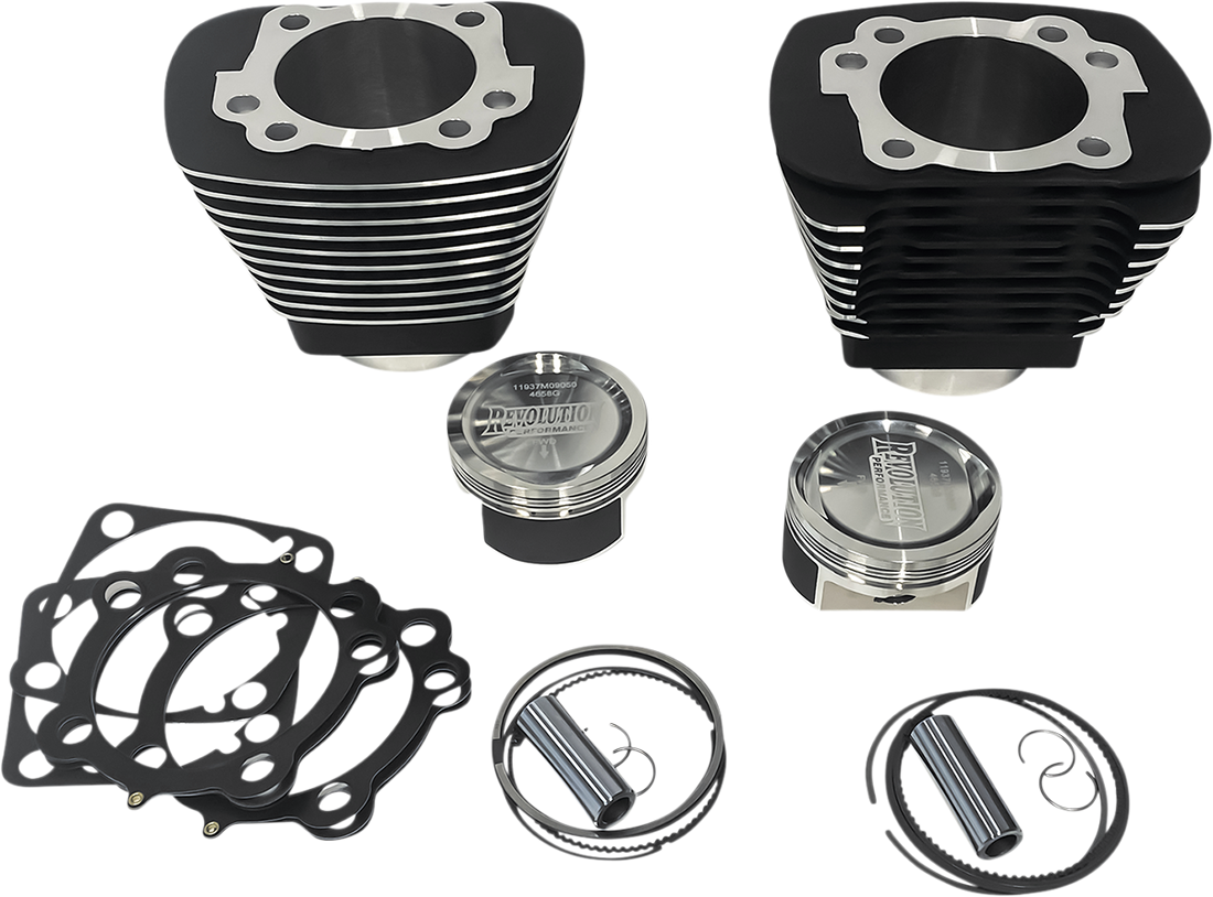 0931-1068 - REVOLUTION PERFORMANCE, LLC Cylinder Kit - 1250 cc - Black with Highlighted Fins RP201-414W