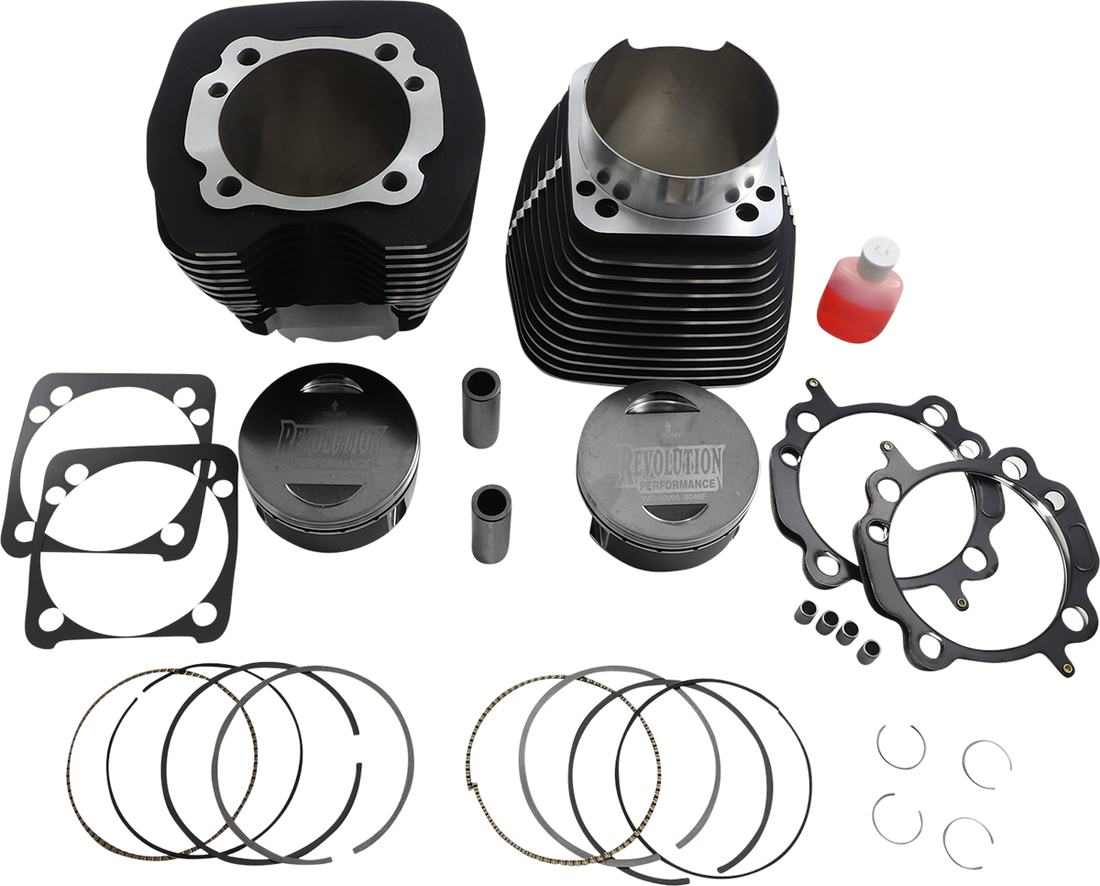 0931-1048 - REVOLUTION PERFORMANCE, LLC Cylinder Kit - 131" - Black with Highlighted Fins - Twin Cam RP201-129W