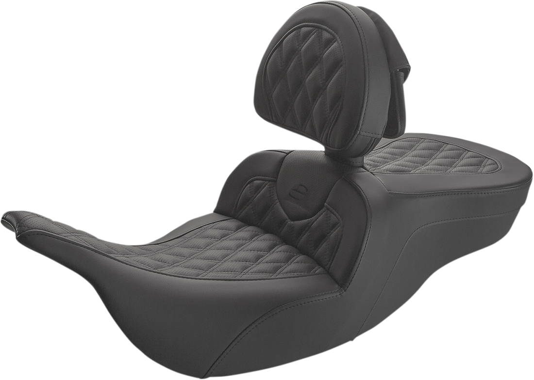 0801-1389 - SADDLEMEN Roadsofa* Lattice Stitched Seat - w/ Driver Backrest - Black 897-07-182BR