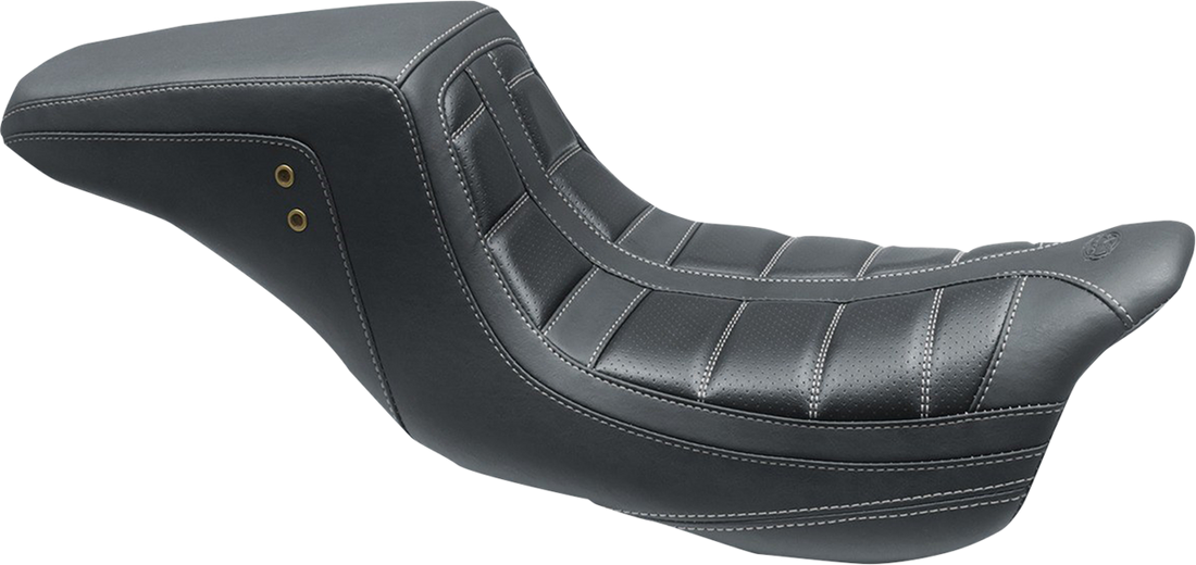 0801-1373 - MUSTANG Squareback One-Piece Seat - Tuck and Roll - Black w/ Gun Metal Stitching 75239GM