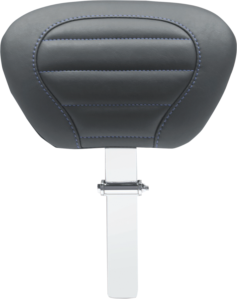0822-0494 - MUSTANG Deluxe Touring Removable Driver Backrest - Black W/Sky Blue Stitching 79012SB