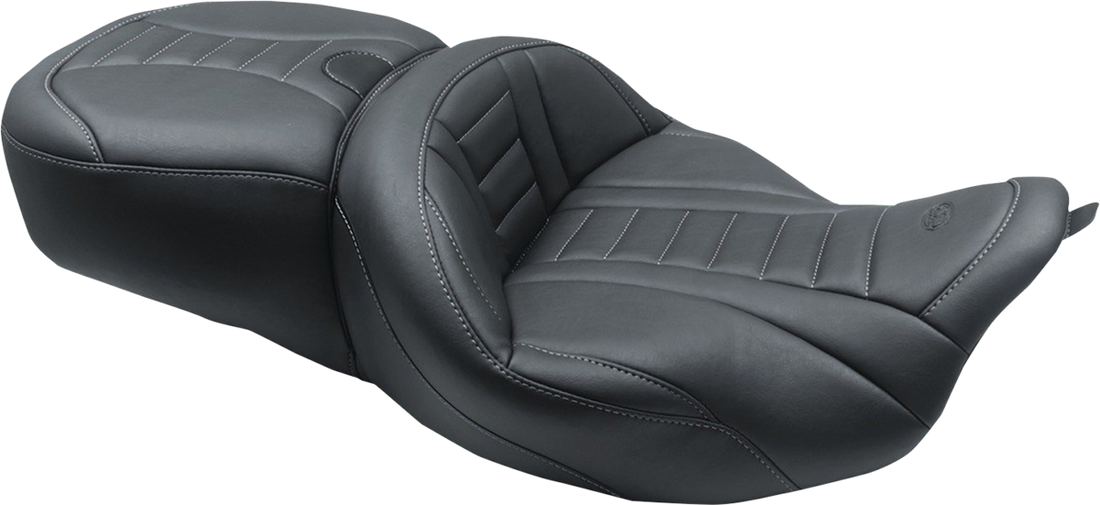 0801-1375 - MUSTANG One-Piece Deluxe Touring Seat - Black w/ Gun Metal Stitching 79006GM