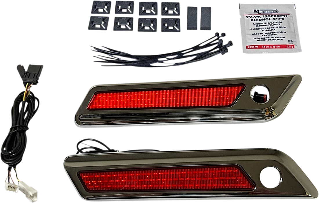 2040-2864 - CUSTOM DYNAMICS Latch Light - Saddlebag - Red - Chrome CD-SBL-BCM-RC