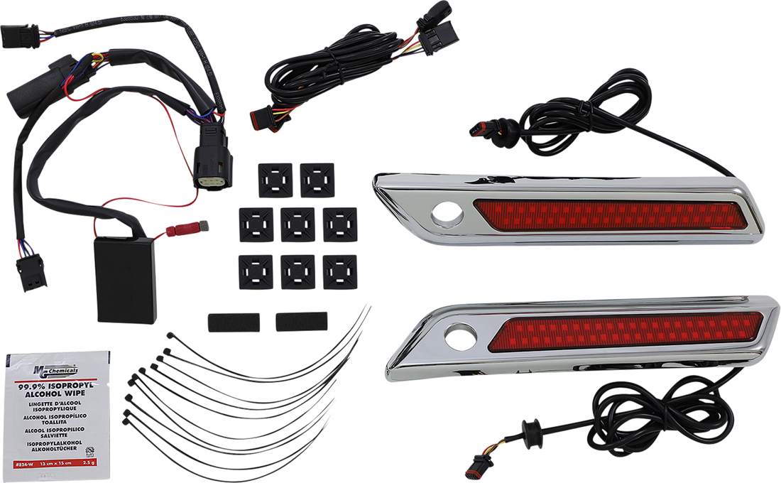 2040-2868 - CUSTOM DYNAMICS Latch Light - Saddlebag - Dual Color - Red - Chrome CD-SBL-DC-RC