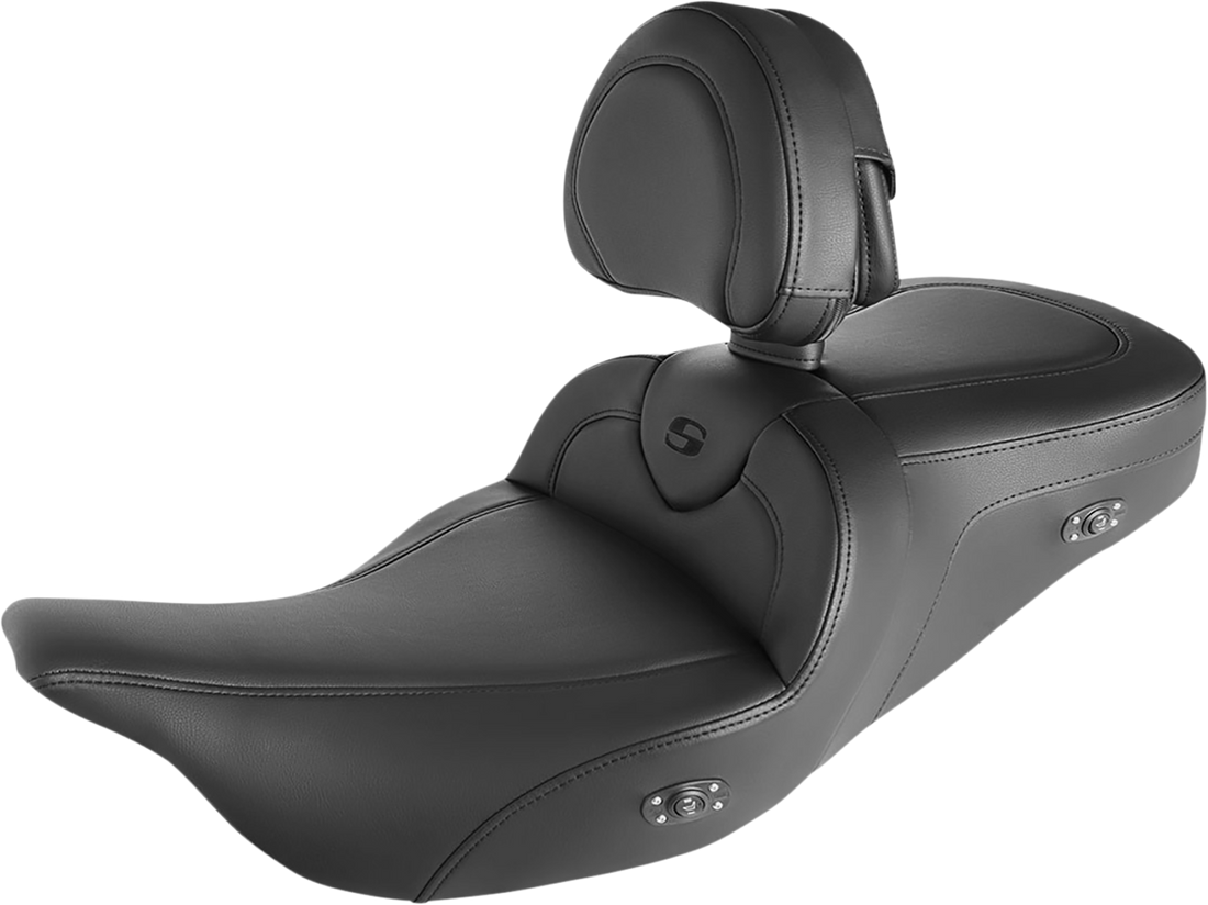 0801-1397 - SADDLEMEN Roadsofa* Standard Reach Heated Seat - With Backrest - Black/Black Stitching 808-07B-187BRHC