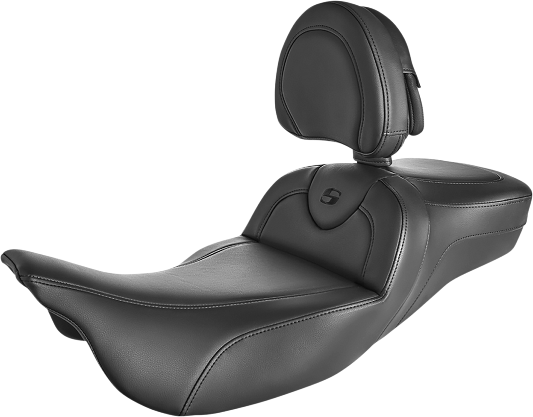 0801-1400 - SADDLEMEN Roadsofa* Extended Reach Seat - Black/Black Stitching - w/ Backrest 808-07B-188BR