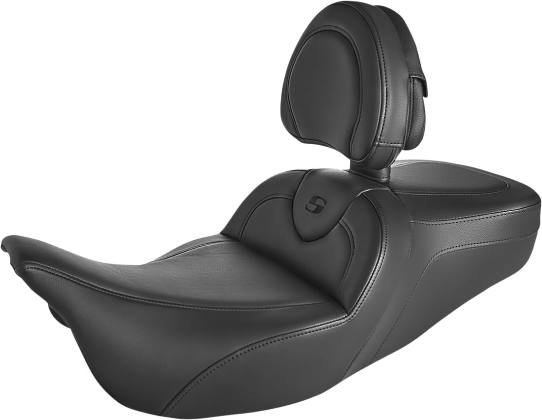 0801-1396 - SADDLEMEN Roadsofa* Standard Reach Seat - With Backrest - Black/Black Stitching 808-07B-187BR