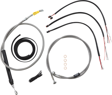 0662-0855 - LA CHOPPERS Handlebar Cable/Brake Line Kit?- Quick Connect - Complete - 18" - 20" Ape Hangers - Stainless LA-8156KT2-19