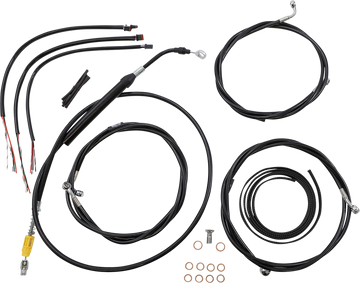 0662-0904 - LA CHOPPERS Handlebar Cable/Brake Line Kit - Complete - 18" - 20" Ape Hanger Handlebars - Black Vinyl LA-8056KT2-19B