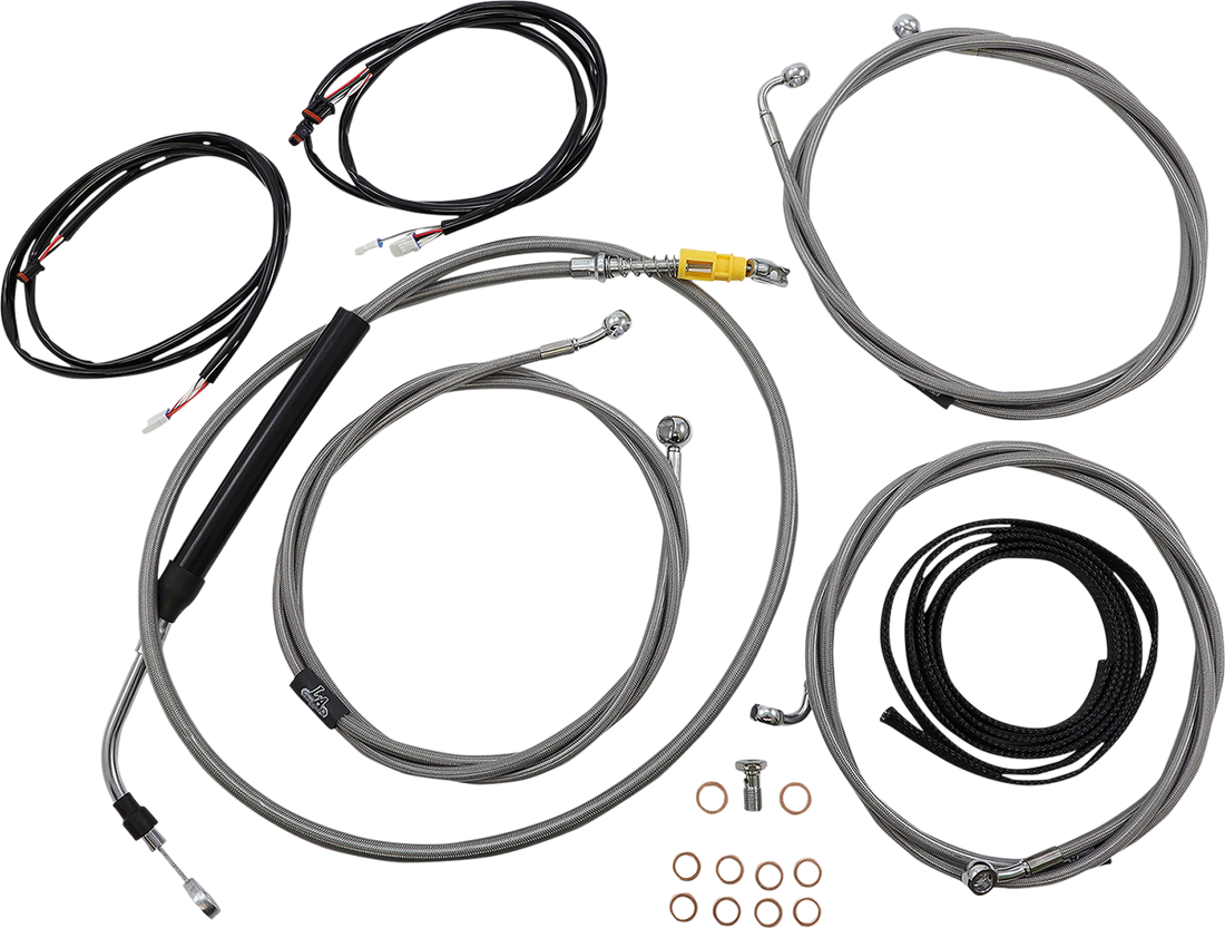 0662-0915 - LA CHOPPERS Cable Kit - 18" - 20" Ape Hanger Handlebars - ABS - Stainless LA-8056KT3-19