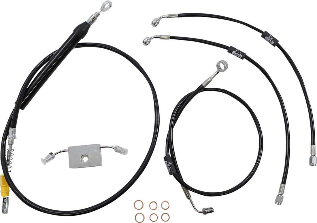 0662-0865 - LA CHOPPERS Handlebar Cable/Brake Line Kit?- Quick Connect - 15" - 17" Ape Hanger Handlebars - Black Vinyl LA-8157KT-16B