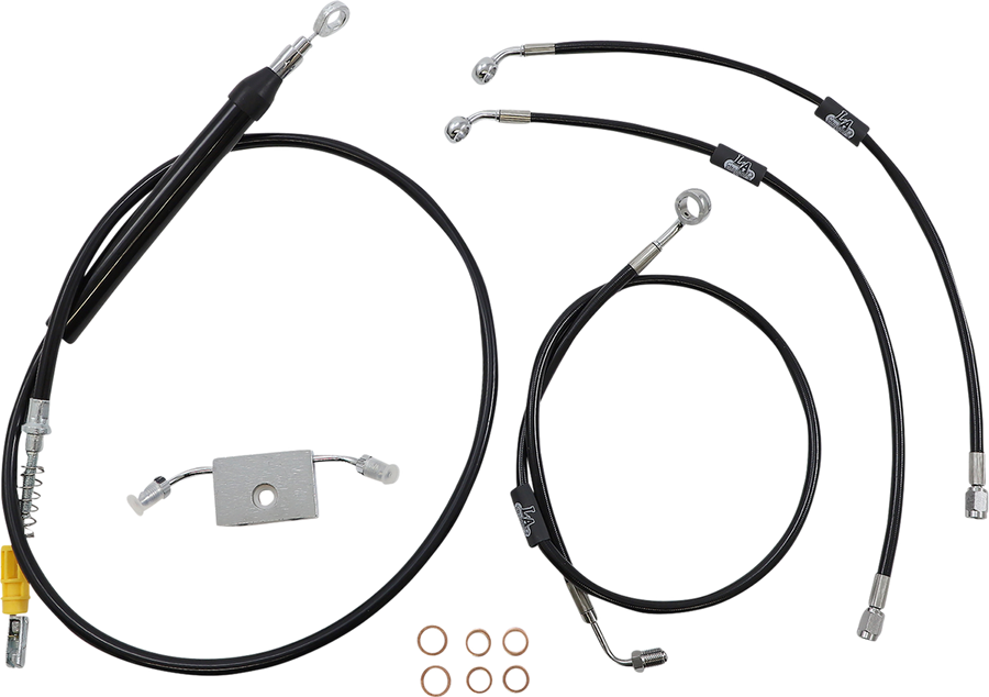 0662-0865 - LA CHOPPERS Handlebar Cable/Brake Line Kit?- Quick Connect - 15" - 17" Ape Hanger Handlebars - Black Vinyl LA-8157KT-16B