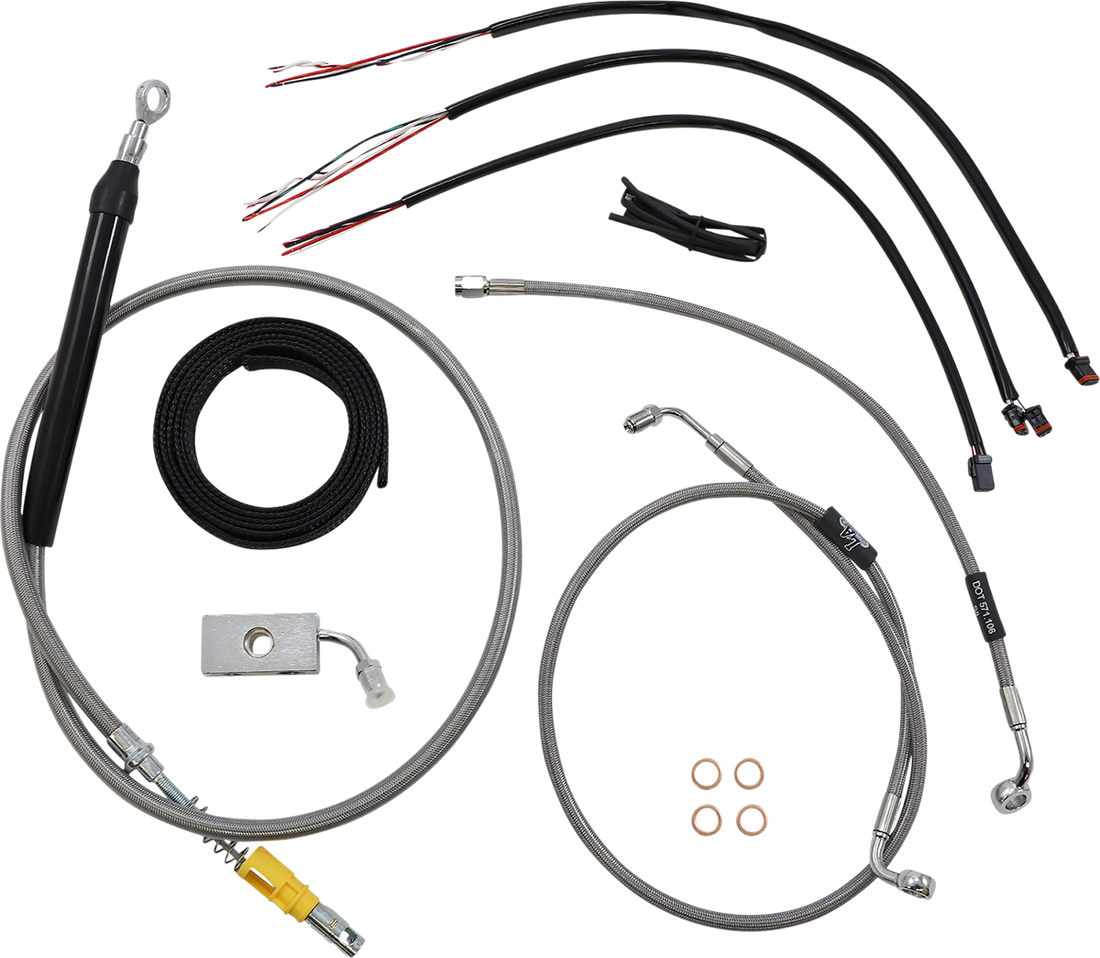 0662-0843 - LA CHOPPERS Handlebar Cable/Brake Line Kit?- Quick Connect - Complete - 15" - 17" Ape Hangers - Stainless LA-8155KT2-16