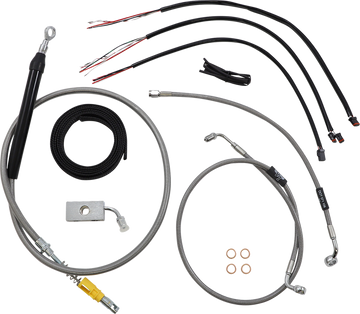 0662-0843 - LA CHOPPERS Handlebar Cable/Brake Line Kit?- Quick Connect - Complete - 15" - 17" Ape Hangers - Stainless LA-8155KT2-16