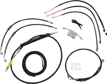 0662-0877 - LA CHOPPERS Handlebar Cable/Brake Line Kit?- Quick Connect - Complete - 15" - 17" Ape Hanger Handlebars - Black LA-8157KT2-16B