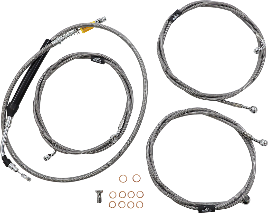 0662-0885 - LA CHOPPERS Handlebar Cable/Brake Line Kit  - 12" - 14" Ape Hanger Handlebars - Stainless Steel LA-8056KT-13