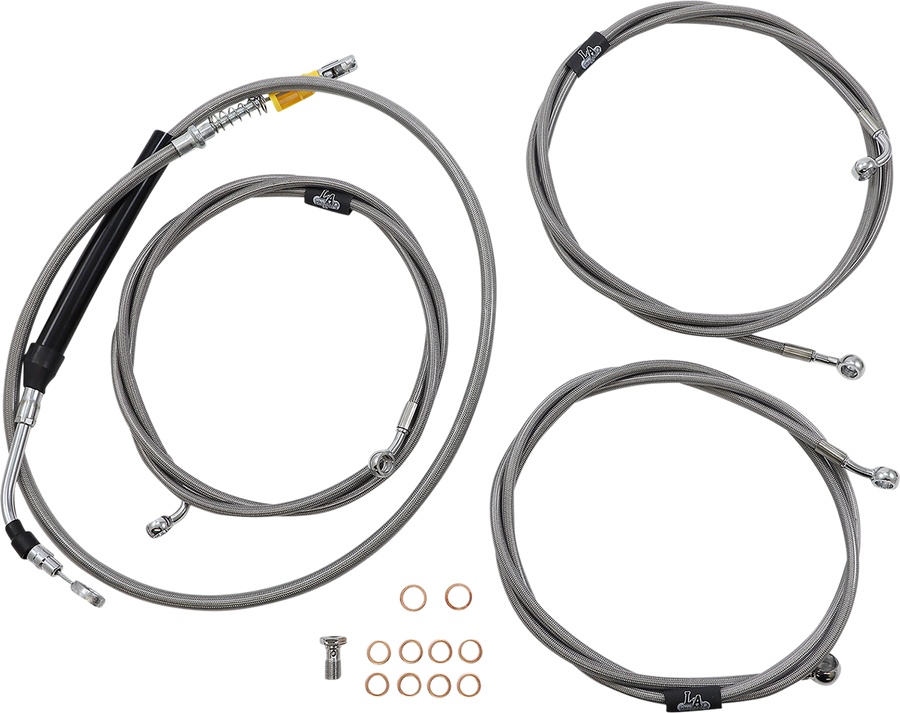 0662-0885 - LA CHOPPERS Handlebar Cable/Brake Line Kit  - 12" - 14" Ape Hanger Handlebars - Stainless Steel LA-8056KT-13