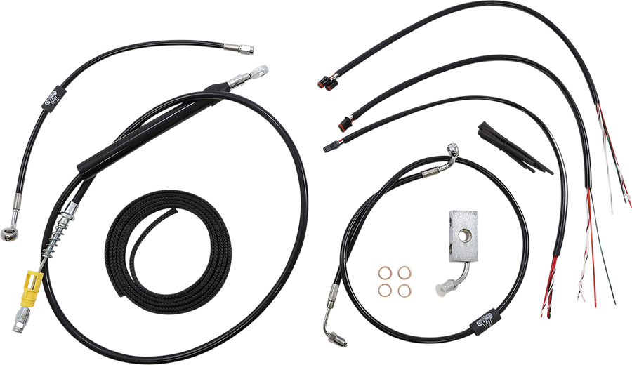 0662-0844 - LA CHOPPERS Handlebar Cable/Brake Line Kit?- Quick Connect - Complete - 15" - 17" Ape Hanger Handlebars - Black LA-8155KT2-16B