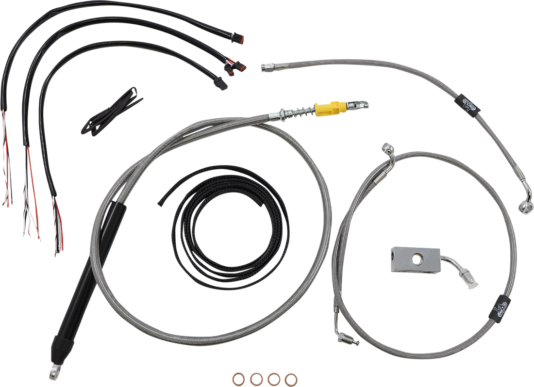 0662-0846 - LA CHOPPERS Handlebar Cable/Brake Line Kit?- Quick Connect - Complete - 18" - 20" Ape Hangers - Stainless LA-8155KT2-19