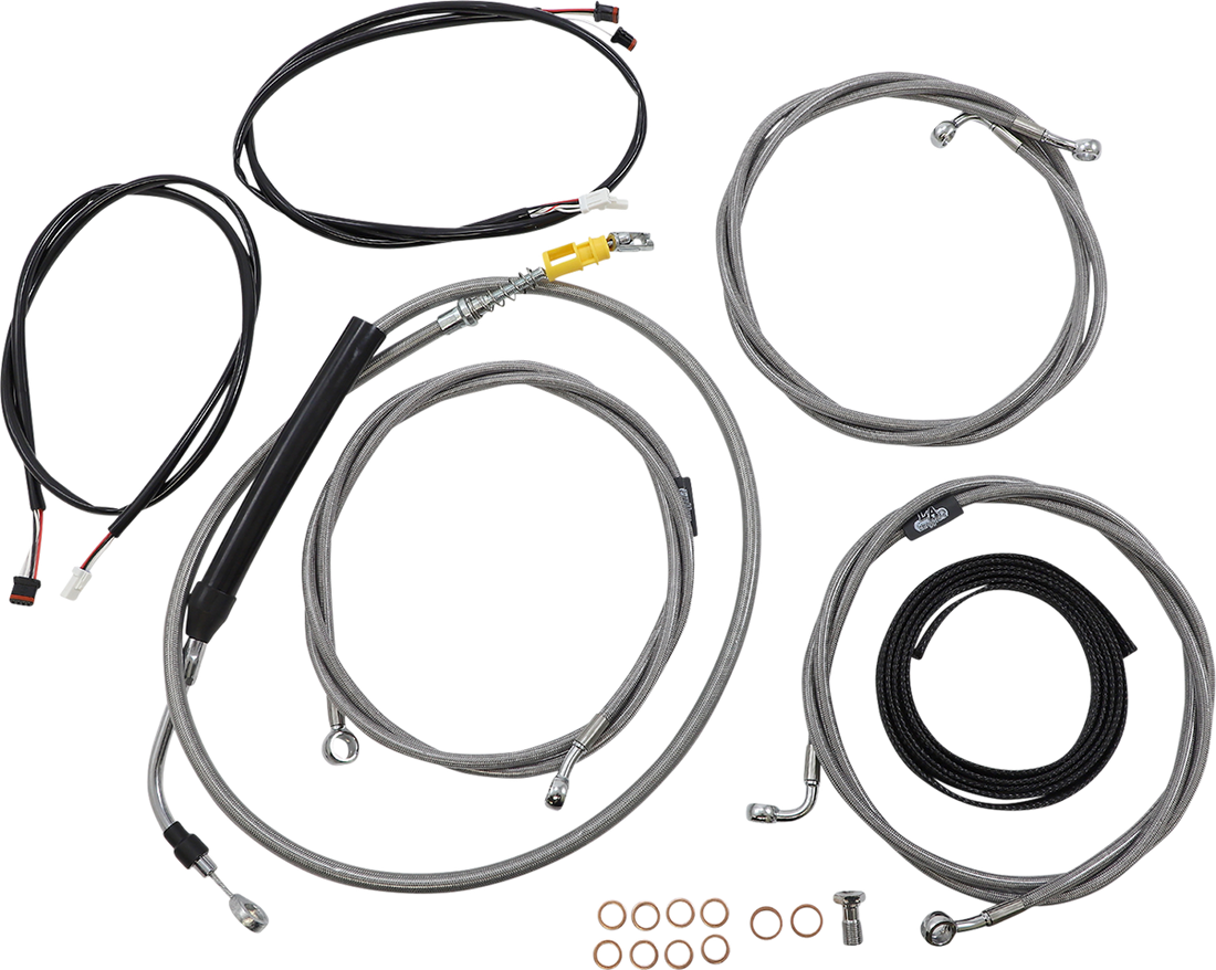 0662-0909 - LA CHOPPERS Cable Kit - 12" - 14" Ape Hanger Handlebars - ABS - Stainless LA-8056KT3-13