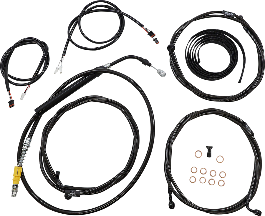 0662-0911 - LA CHOPPERS Cable Kit - 12" - 14" Ape Hanger Handlebars - ABS - Midnight LA-8056KT3-13M