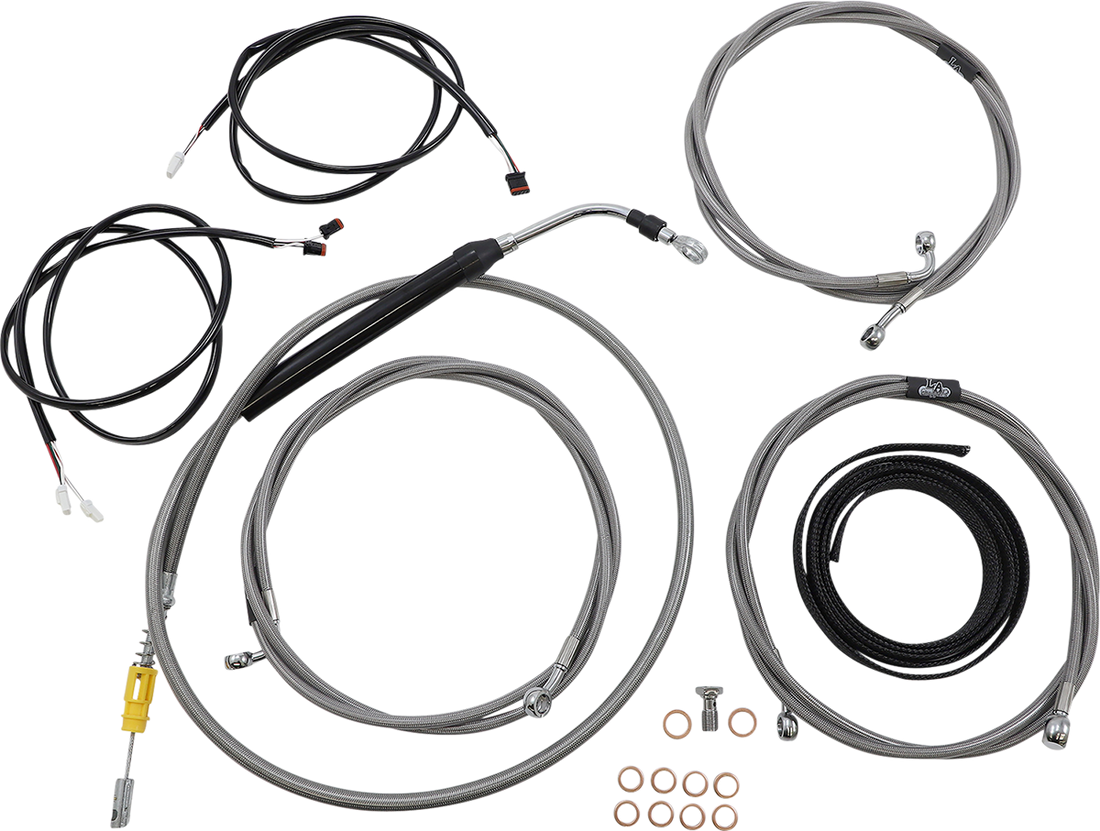0662-0912 - LA CHOPPERS Cable Kit - 15" - 17" Ape Hanger Handlebars - ABS - Stainless LA-8056KT3-16
