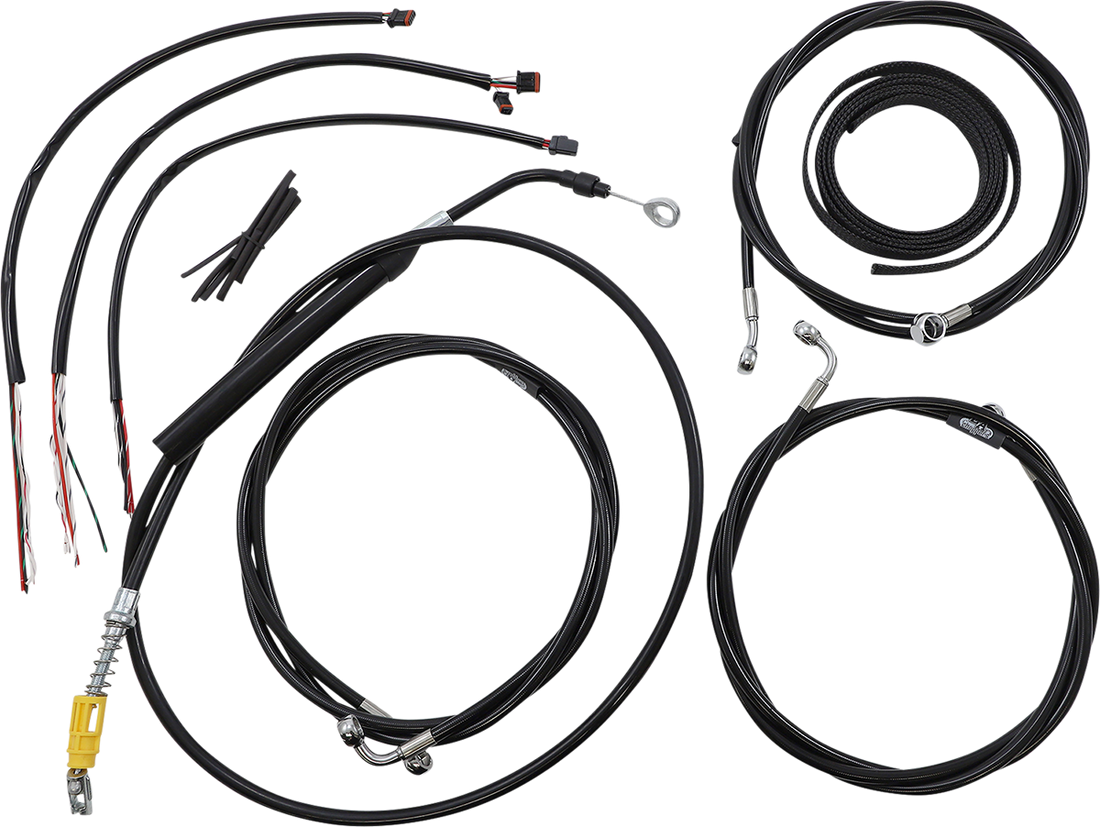 0662-0901 - LA CHOPPERS Handlebar Cable/Brake Line Kit - Complete - 15" - 17" Ape Hanger Handlebars - Black Vinyl LA-8056KT2-16B