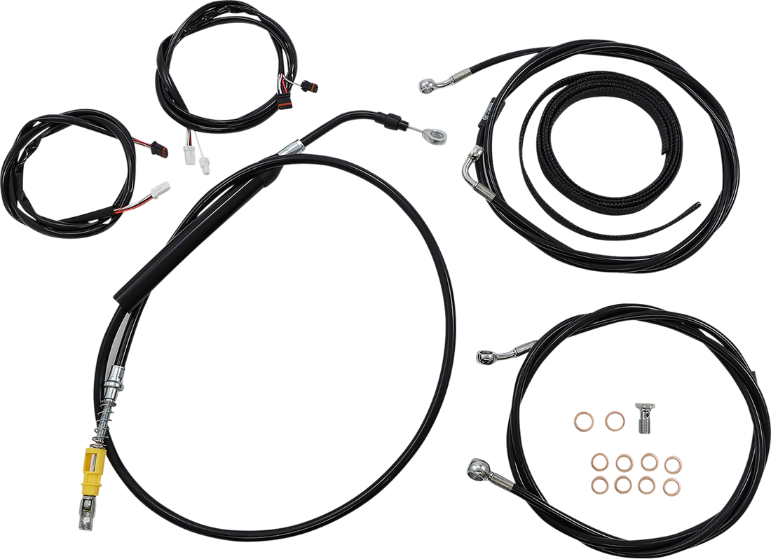 0662-0910 - LA CHOPPERS Cable Kit - 12" - 14" Ape Hanger Handlebars - ABS - Black LA-8056KT3-13B