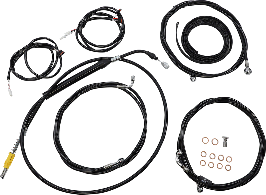 0662-0916 - LA CHOPPERS Cable Kit - 18" - 20" Ape Hanger Handlebars - ABS - Black LA-8056KT3-19B