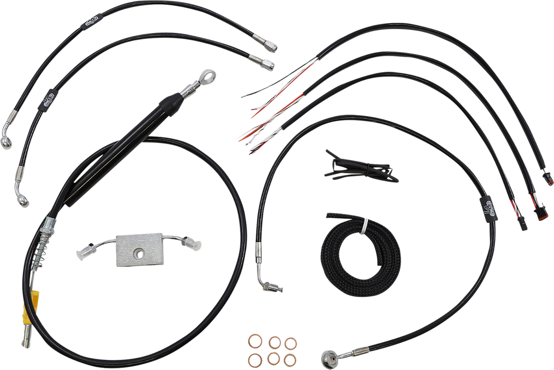 0662-0874 - LA CHOPPERS Handlebar Cable/Brake Line Kit?- Quick Connect - Complete - 12" - 14" Ape Hanger Handlebars - Black LA-8157KT2-13B