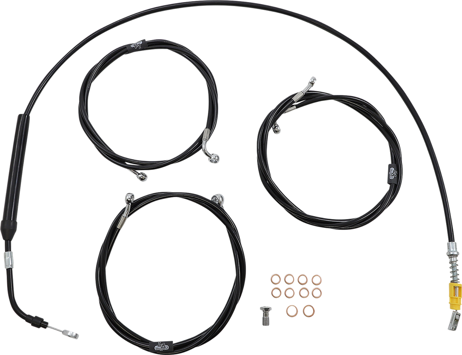 0662-0886 - LA CHOPPERS Handlebar Cable/Brake Line Kit - 12" - 14" Ape Hanger Handlebars - Black Vinyl LA-8056KT-13B