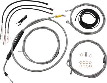 0662-0903 - LA CHOPPERS Handlebar Cable/Brake Line Kit - Complete - 18" - 20" Ape Hanger Handlebars - Stainless LA-8056KT2-19
