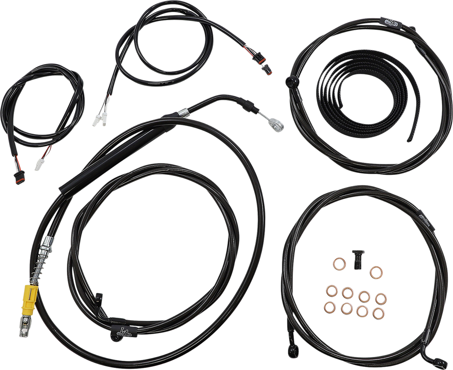 0662-0913 - LA CHOPPERS Cable Kit - 15" - 17" Ape Hanger Handlebars - ABS - Black LA-8056KT3-16B
