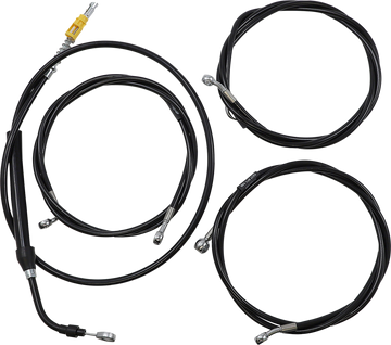 0662-0898 - LA CHOPPERS Handlebar Cable/Brake Line Kit - Complete - 12" - 14" Ape Hanger Handlebars - Black Vinyl LA-8056KT2-13B