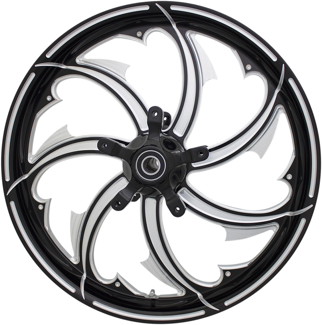 0202-2195 - COASTAL MOTO Rear Wheel - Fury - Single Disc/ABS - Black Cut - 18"x5.50" - FL FRY-185-BC-ABST
