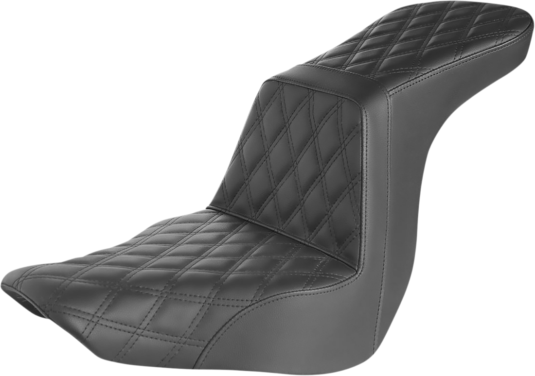 0802-1463 - SADDLEMEN Step-Up Seat - Full Lattice Stitch - Black 818-29-195