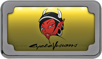 2030-0322 - CYCLE VISIONS Beveled License Plate Frame - Chrome - with Plate Light CV-4616