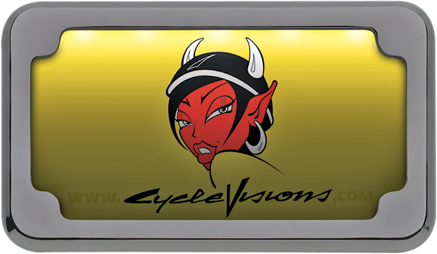 2030-0322 - CYCLE VISIONS Beveled License Plate Frame - Chrome - with Plate Light CV-4616