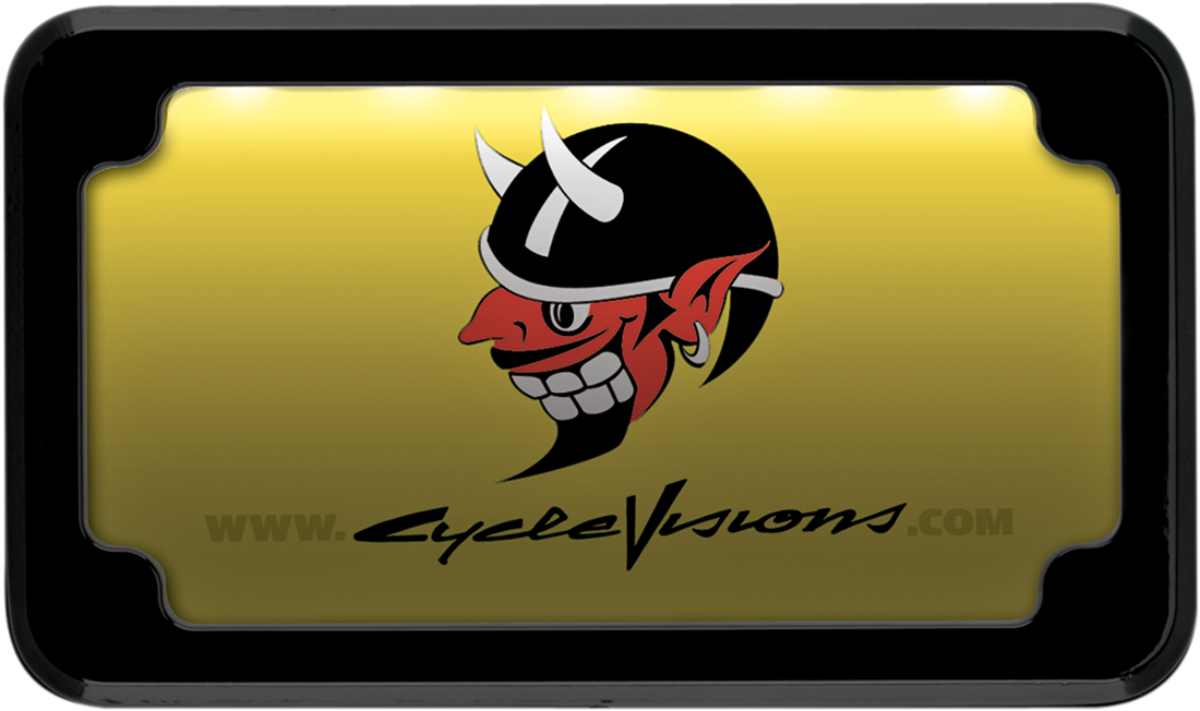 2030-0323 - CYCLE VISIONS Beveled License Plate Frame - Black - with Plate Light CV-4616B