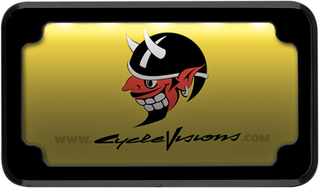2030-0323 - CYCLE VISIONS Beveled License Plate Frame - Black - with Plate Light CV-4616B