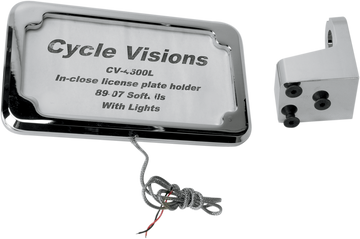 2030-0324 - CYCLE VISIONS Vertical License Plate Mount with Light - '86-'07 ST - Chrome CV-4600L
