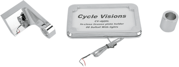 2030-0334 - CYCLE VISIONS Vertical License Plate Mount with Light - '08-'17 ST - Chrome CV-4606L