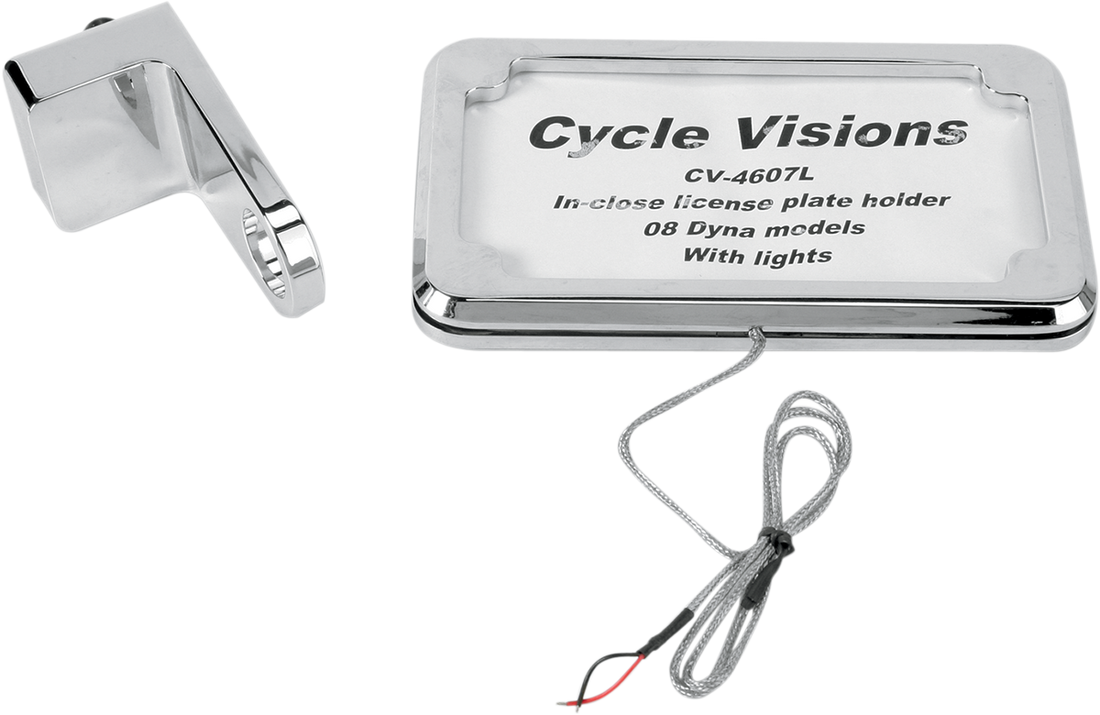 2030-0336 - CYCLE VISIONS Vertical License Plate Mount with Light - '08-'17 FXD - Chrome CV-4607L