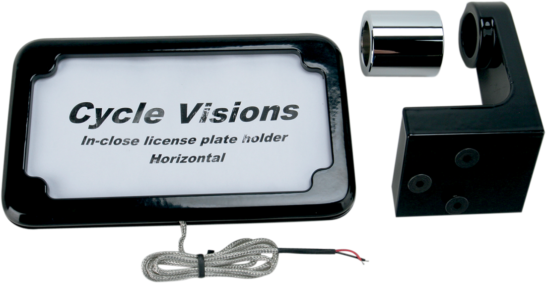 2030-0449 - CYCLE VISIONS Horizontal License Plate Mount with Light - '08-'17 ST - Black CV-4606BLH