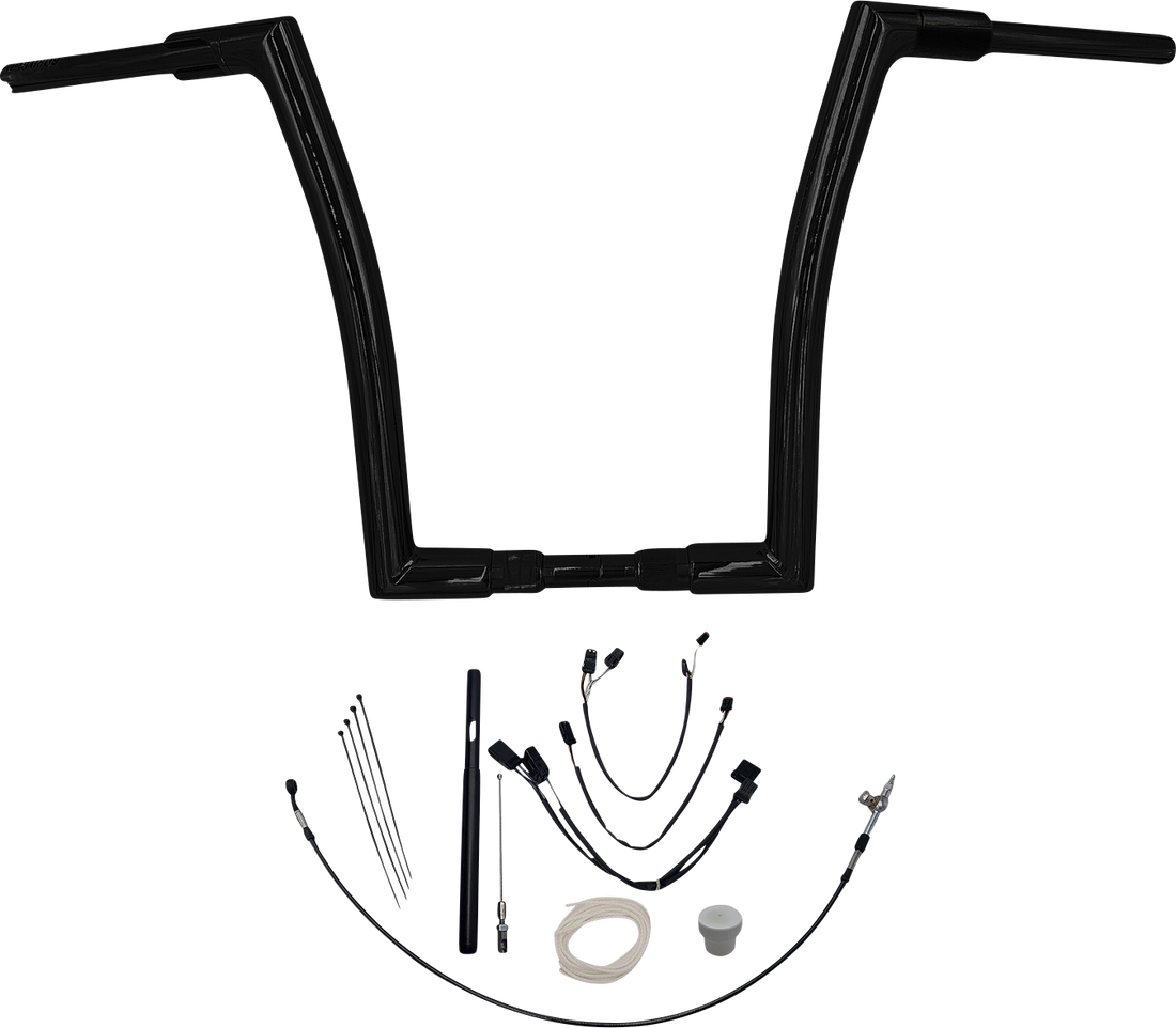 0601-5866 - FAT BAGGERS INC. Handlebar Kit - Flat Top - 16" - Black 619616-B