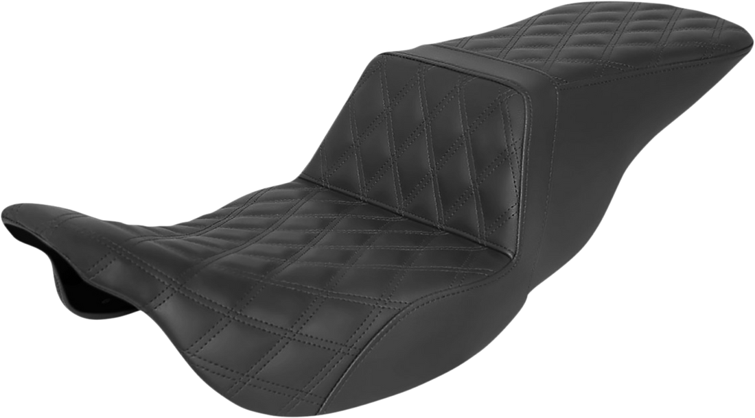 0801-1426 - SADDLEMEN Step-Up Seat - Full Lattice Stitch - Black - FLH/FLT 808-07B-195