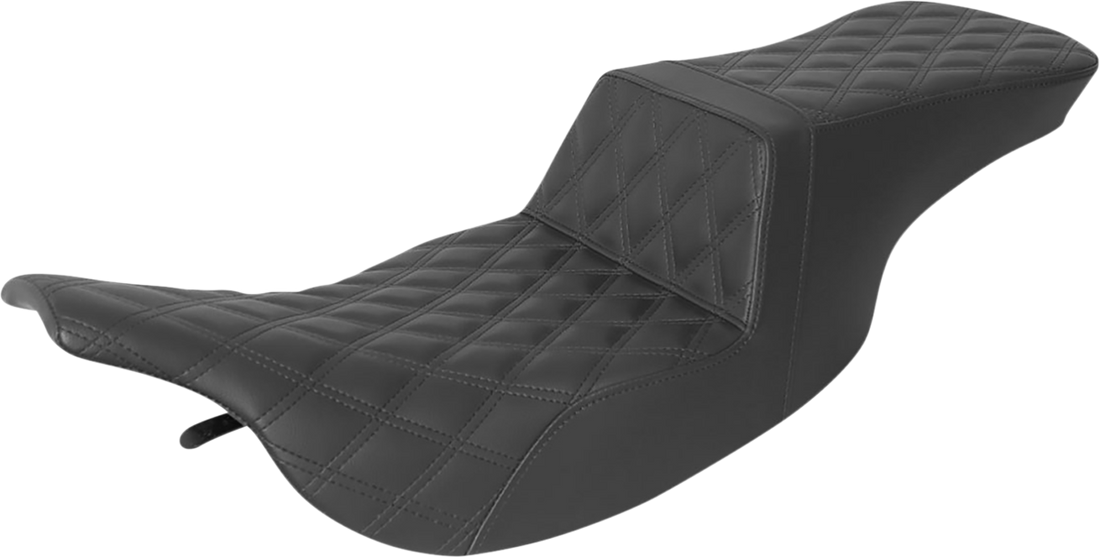 0801-1430 - SADDLEMEN Step-Up Seat - Full Lattice Stitch - Black - FLH 897-07-195